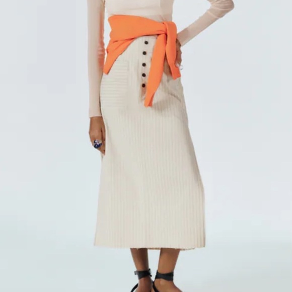 ZARA STRIPED MIDI SKIRT SZ S - Picture 6 of 9